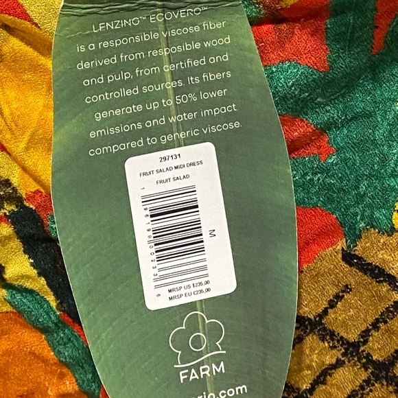 Farm Rio Fruit Salad Square Neck Midi Dress (Sz M) - Picture 6 of 6